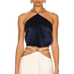 Cult Gaia Olivine Navy Halter Top